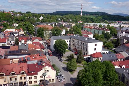 Pohled z věže - vpravo vykukuje Babia hora.