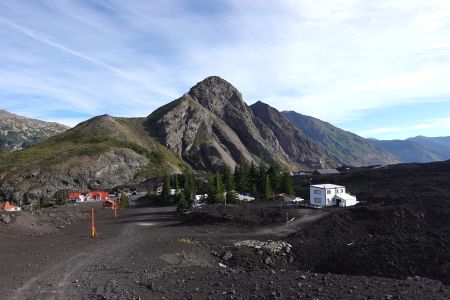 Začínáme výstup na Volcán Antuco.